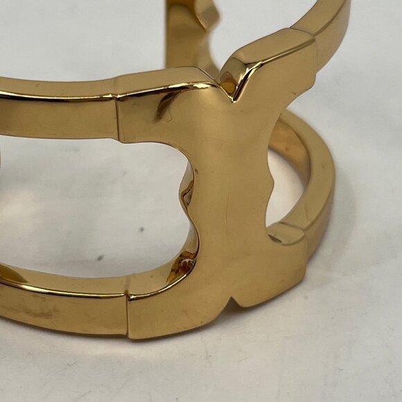 Tory Burch Gold Tone Chunky Cuff Bracelet | Statement Jewelry - Picture 6 of 10
